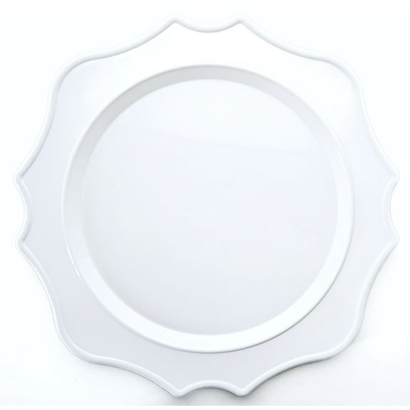 " OCCASIONS " 20 Pieces Round 13.25'' Round, Party Decoration Disposable Charger Plates (Scalloped Imperial Plain White)