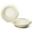 thumbnail image 1 of " OCCASIONS" 240 Bowls Pack, Heavyweight Disposable Wedding Party Plastic Bowls (14 oz Soup Bowl, Ivory & Gold Rim), 1 of 9