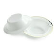 thumbnail image 1 of " OCCASIONS" 240 Bowls Pack, Heavyweight Disposable Wedding Party Plastic Dessert Ice Cream Bowls (6 oz Ice cream bowls, White & Gold Rim), 1 of 8