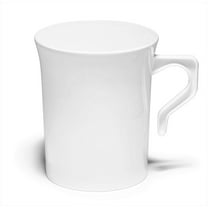 " OCCASIONS " 240 Mugs Pack, Heavyweight Disposable Wedding Party Plastic 8 oz Coffee Mugs /Tea Cups/Cappuccino Cups/Espresso Cup with Handles (8 oz Mugs, Plain White)