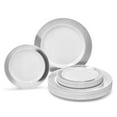 thumbnail image 1 of OCCASIONS 240 Pieces Pack,(120 Guests) Heavyweight Premium Wedding Party Disposable Plastic Plates Set -120 x 10.5'' Dinner + 120 x 7.5'' Salad / Dessert (Diamond White & Silver), 1 of 6