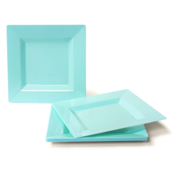 " OCCASIONS " 240 Pieces Pack, Heavyweight Square Wedding Party Disposable Plastic Plates (9.5'' Luncheon Plate, Square in Green)