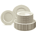 thumbnail image 1 of " OCCASIONS " 240 Plates Pack,(120 Guests) Extra Heavyweight Vintage Wedding Disposable / Reusable Plastic Plates 120 x 11'' Dinner + 120 x 8.25'' Salad / Dessert Plate (Chateau Ivory), 1 of 8
