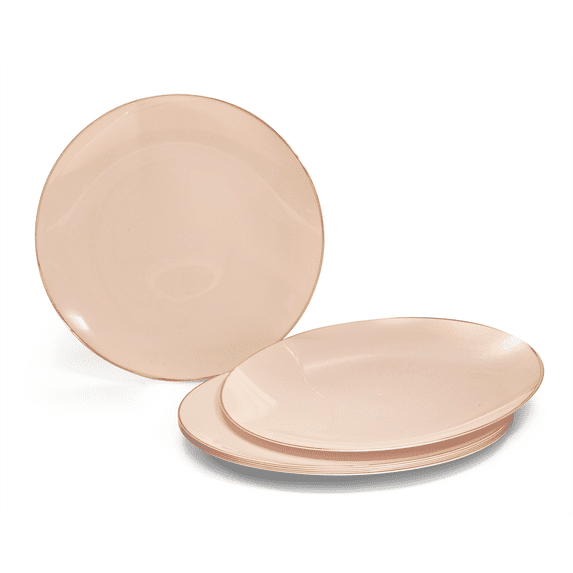 " OCCASIONS " 240 Plates Pack,(120 Guests) Premium Wedding Party Disposable Plastic Plates Set -120 x 10.25'' Dinner + 120 x 7.5'' Salad / Dessert (Bali, Blush & Gold)