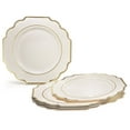 thumbnail image 1 of " OCCASIONS " 40 Plates Pack, Heavyweight Disposable Wedding Party Plastic Plates (8'' Appetizer/Dessert Plate, Imperial White and Gold), 1 of 11