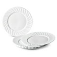 thumbnail image 1 of " OCCASIONS" 240 Plates Pack, Heavyweight Wedding Party Disposable Plastic Plates (7.5'' Appetizer /Dessert plates, White & Silver Rim), 1 of 8