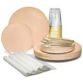 thumbnail image 1 of " OCCASIONS " 320pcs set (40 Guests)-Wedding Party Disposable Plastic Plate Set -40 x 10.25'' + 40 x 7.5'' + Silverware + Cups + Napkins (Bali in Blush & Gold), 1 of 9
