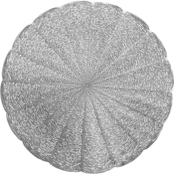 " OCCASIONS " 40 Pieces Pack / Centerpiece Placemats Washable Easy to Clean PVC Heat-resistand Woven Vinyl Table Mats (Bloom Shiny Silver)