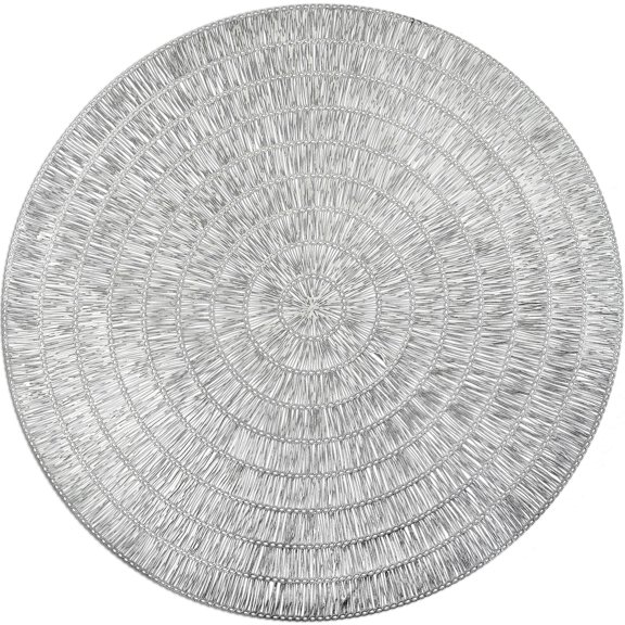 " OCCASIONS " 40 Pieces Pack / Centerpiece Placemats Washable Easy to Clean PVC Heat-resistand Woven Vinyl Table Mats (Splendor Shiny Silver)