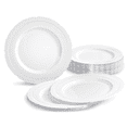 thumbnail image 1 of " OCCASIONS " 40 Plates Pack, Extra Heavyweight Vintage Wedding Party Disposable Plastic Plates (11'' Dinner Plate, Chateau in White), 1 of 9