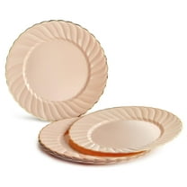 " OCCASIONS " 40 Plates Pack, Heavyweight Disposable Wedding Party Plastic Plates (10.25'' Dinner Plate, Blossom in Blush & Gold)