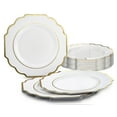 thumbnail image 1 of " OCCASIONS " 40 Pieces Pack, Heavyweight Disposable Wedding Party Plastic Plates (10.5'' Dinner Plate, Imperial White & Gold), 1 of 10