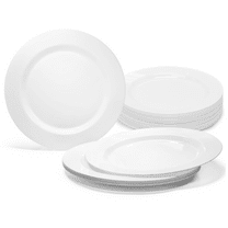 " OCCASIONS " 40 Plates Pack, Heavyweight Disposable Wedding Party Plastic Plates (10.5'' Dinner Plate, Plain White)