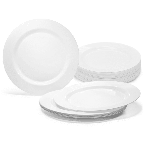" OCCASIONS " 40 Plates Pack, Heavyweight Disposable Wedding Party Plastic Plates (10.5'' Dinner Plate, Plain White)
