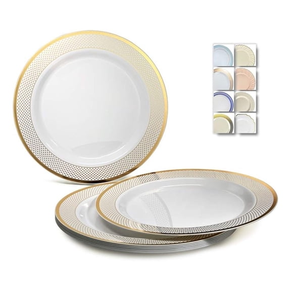 " OCCASIONS " 40 Plates Pack, Heavyweight Disposable Wedding Party Plastic Plates (10.5'' Dinner Plate, Sundance in White & )