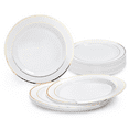 thumbnail image 1 of " OCCASIONS" 40 Plates Pack, Heavyweight Disposable Wedding Party Plastic Plates (6.25'' Dessert/Bread Plate, White & Gold Rim), 1 of 8