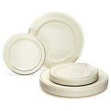 Efavormart 10 Pack | 10" Jade / Gold Scalloped Rim Plastic Dinner Plates, Disposable Party ...
