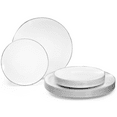 thumbnail image 1 of " OCCASIONS " 50 Plates Pack (25 Guests)-Wedding Party Disposable Plastic Plate Set -25 x 10.25'' Dinner + 25 x 7.5'' Salad & Dessert plates (Bali in White & Silver), 1 of 7