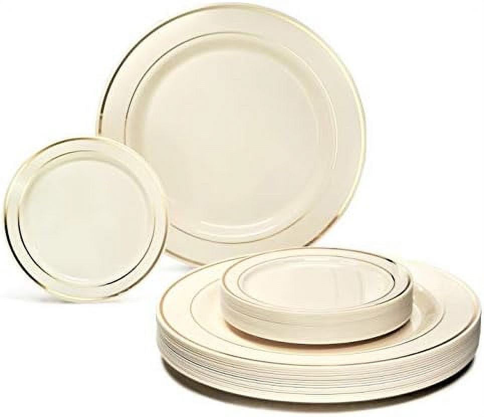 " OCCASIONS" 50 Plates Pack, Heavyweight Disposable Plastic Plates Set (25 x 10.5'' Dinner 25 x