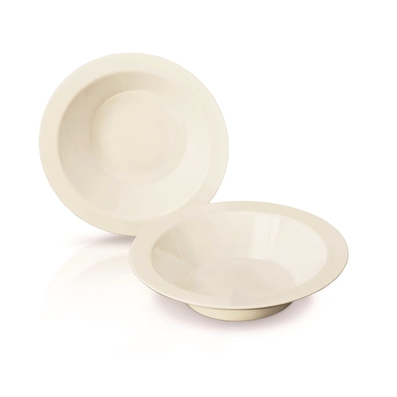 " OCCASIONS " 60 Piece Plates Pack, Heavyweight Disposable Wedding Party Plastic Bowls (14oz Soup Bowl, Plain Ivory)