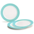 thumbnail image 1 of " OCCASIONS " 60 Plates Pack, Disposable Wedding Party Plastic Plates (7.5'' Appetizer/Dessert Plate, Rio in White & Pearled Turquoise Blue), 1 of 8