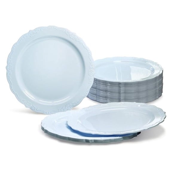 " OCCASIONS " 60 Plates Pack, Disposable Wedding Party Plastic Plates (7.5'' Appetizer/Dessert Plate, Verona in Blue)