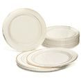 thumbnail image 1 of " OCCASIONS" 60 Plates Pack, Heavyweight Disposable Wedding Party Plastic Plates ( 10.5'' Dinner Plate, Ivory & Gold Rim), 1 of 9