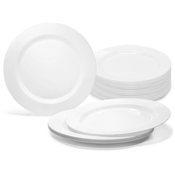 " OCCASIONS " 60 Plates Pack, Heavyweight Disposable Wedding Party Plastic Plates (6.25'' Dessert/Bread Plate, Plain White)