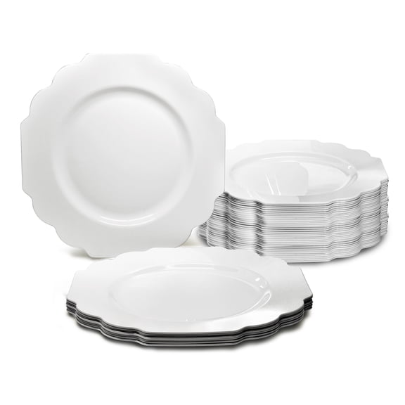 " OCCASIONS " 60 Pieces Pack, Heavyweight Disposable Wedding Party Plastic Plates (8'' Appetizer / Dessert Plate, Imperial Plain White)