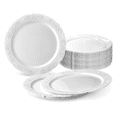 thumbnail image 1 of " OCCASIONS " 60 Plates Pack, Vintage Party Disposable Wedding Party Plastic Plates ( 10.25'' Dinner Plate, Portofino in White), 1 of 9