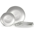 thumbnail image 1 of " OCCASIONS " 720 Pcs set (120 guest) Wedding Disposable Plastic Plate and Silverware Combo 10" + 7" + Silver Silverware (Double Fork) (Belize in White Pearl & Silver), 1 of 9