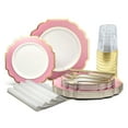 thumbnail image 1 of " OCCASIONS " 960 Piece set (120 Guests)-Heavyweight Wedding Party Disposable Plastic Plate Set - 120 x 10.5'' + 120 x 8'' + Silverware + Cups + Napkins (Imperial in Rose Pink & Gold), 1 of 4