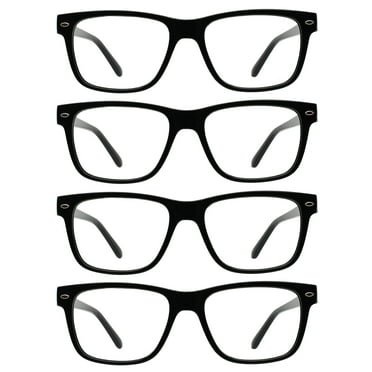 OCCI CHIARI 4 Pack Reading Glasses for Women Men, Large Square Readers 1.0 Black Frame with Spring Hinge, Mens Designer Reader Glasses 1.00 1.50 2.00 2.50 3.00 3.50 4.00 5.00 6.00