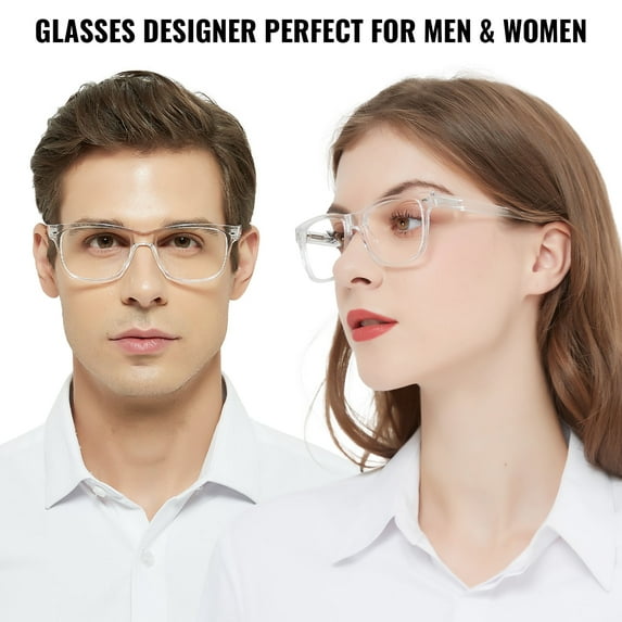 OCCI CHIARI 4 Pack Reading Glasses for Women Men, Large Square Readers 6.0 Clear Frame with Spring Hinge, Mens Designer Reader Glasses 1.00 1.50 2.00 2.50 3.00 3.50 4.00 5.00 6.00