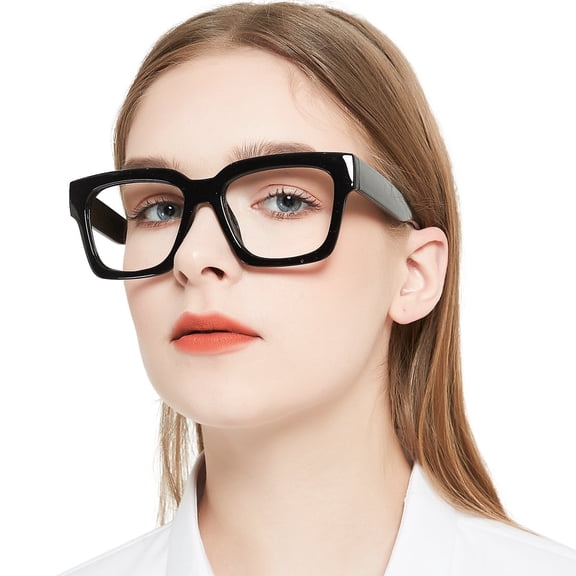 OCCI CHIARI 5.0 Black Oversized Reading Glasses Womens retro Square large Readers (Black, 500)