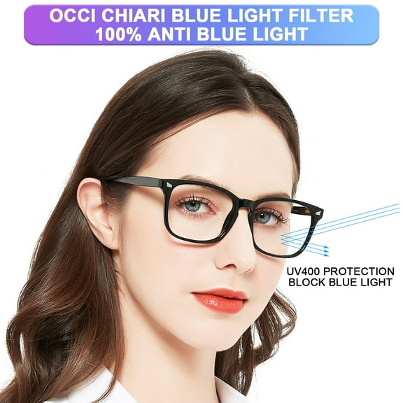 OCCI CHIARI Blue Light Blocking Reading Glasses Women Square Readers 1.0 1.25 1.5 2.0 2.25 2.5 2.75 3.0 3.5 4.0 5.0 6.0 with Arylic Lens