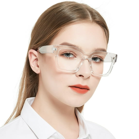 OCCI CHIARI Clear Reading Glasses for Women 6.00 Square Oversized Readers 100 150 200 250 300 350 400 500 600(Clear, 6.0)