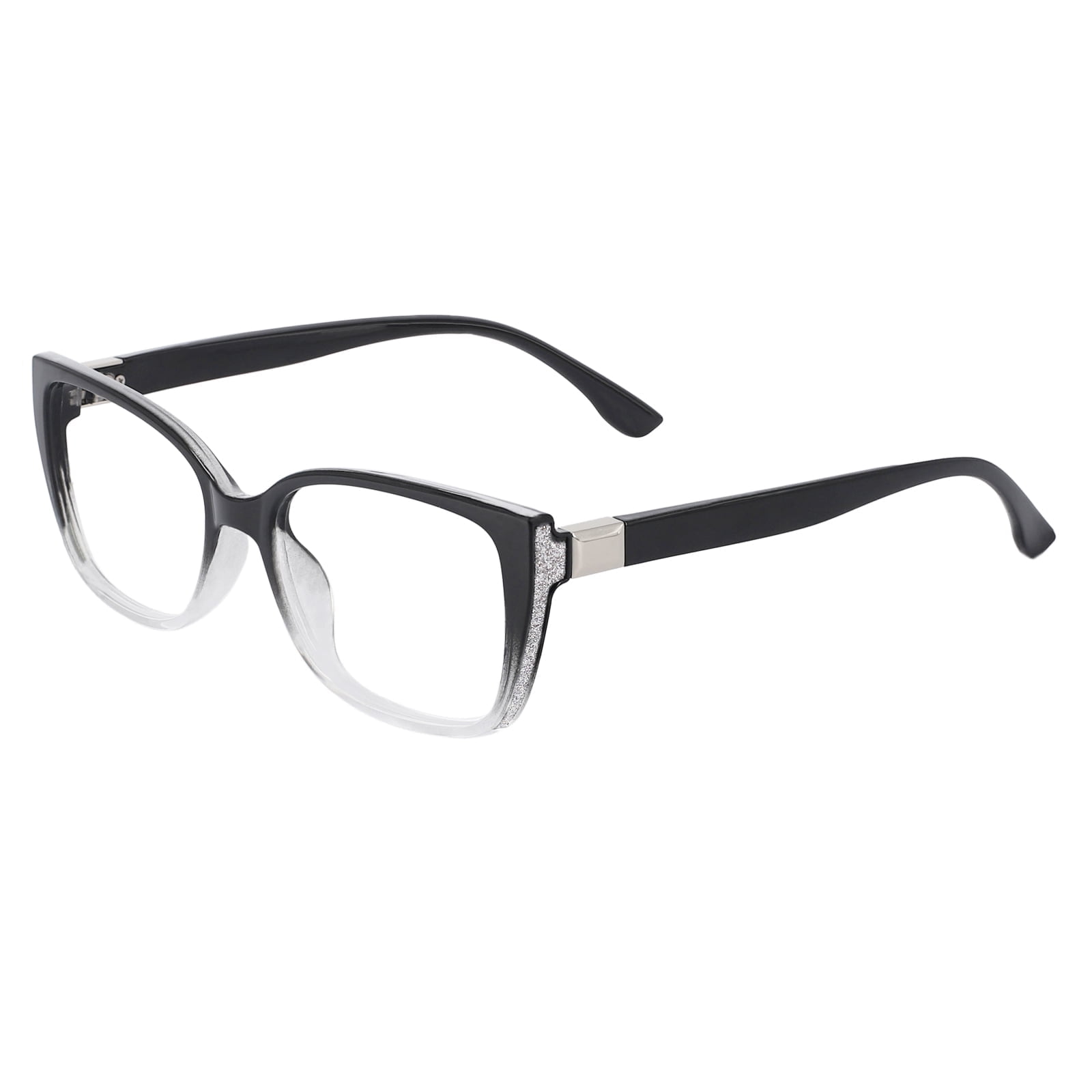 OCCI CHIARI Fashion Reading Glasses for Women Square Readers 1.0 1.25 1.5 1.75 2.0 2.25 2.5 2.75 3.0 3.5 4.0 5.0 6.0 (Black-Clear,6.00)