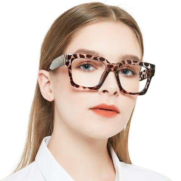 OCCI CHIARI Large Reading Glasses 350 Womens Trendy Square Oversized Readers 1.0 1.5 2.0 2.5 3.0 3.5 4.0 5.0 6.0(Leopard, 3.50)