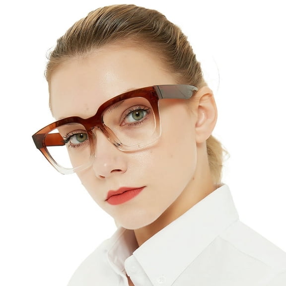 OCCI CHIARI Large Trendy Reading Glasses for Women (100 125 150 175 200 225 250 275 300 350 400 500 600) Square Readers with Spring Hinges(Brown 2.00)