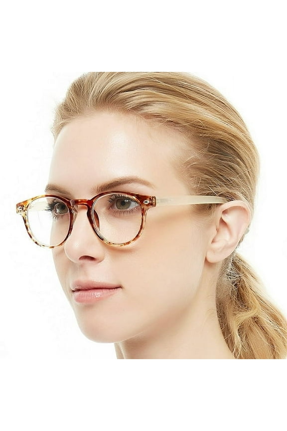 Lightweight Designer Acetate Frame Stylish Reading Glasses for Women with Acrylic Clear Lens (Yellow, 4.00)