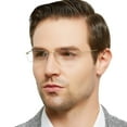 thumbnail image 1 of OCCI CHIARI Lightweight Reading Glasses 2.75 for Mens Designer Blue Light Blocking Glasses with Comfortable Titanium Frameless, Acrylic Lens(Gold, 2.75), 1 of 6