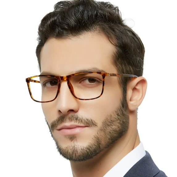 OCCI CHIARI Men's Reading Glasses 3.0 Square Readers 1.0 1.25 1.5 1.75 2.0 2.25 2.5 2.75 3.0 3.5 4.0 5.0 6.0(Tortoise 3.00)with Acrylic Lens