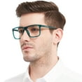 thumbnail image 1 of OCCI CHIARI Men's Stylish Oversized Reading Glasses 3.00 with Spring Hinge Fashion Readers for Reading 1.0 1.5 2.0 2.5 3.0 3.5 4.0 5.0 6.0 Turquoise, 1 of 6