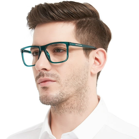 OCCI CHIARI Men's Stylish Oversized Reading Glasses 3.00 with Spring Hinge Fashion Readers for Reading 1.0 1.5 2.0 2.5 3.0 3.5 4.0 5.0 6.0 Turquoise