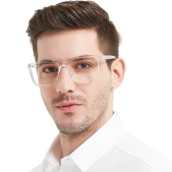 OCCI CHIARI Oversized Trendy Square Reading Glasses Men Large Readers 1.0 1.25 1.5 1.75 2.0 2.25 2.5 2.75 3.0 3.5 4.0 5.0 6.0 (Transparent,1.50)