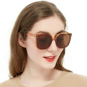 OCCI CHIARI Oversized Trendy Sunglasses for Women UV400 Protection Outdoor Square Sun Glasses Designer Style(Light tan)