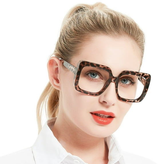 OCCI CHIARI Reading Glasses Women 1.0 Square Reader 1.0 1.25 1.50 1.75 2.0 2.25 2.5 2.75 3.0 3.5 4.0(Grey,1.00) with Arylic Lens