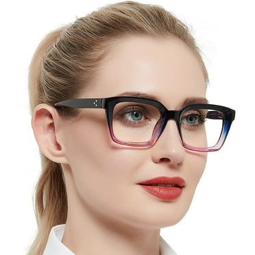 OCCI CHIARI Reading Glasses Women 1.75 Big Readers for Large Lady Clear Lens (1.0 1.25 1.5 1.75 2.0 2.25 2.5 2.75 3.0 3.5 4.0) with Arylic Lens (Purple, 175)
