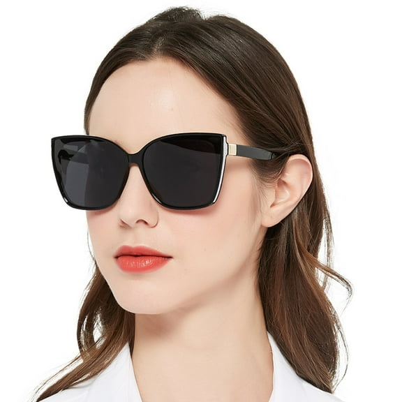 OCCI CHIARI Retro Cateyes Sunglasses for Women Vintage Polarized Large Shining Sun Glasses for Running Driving Fishing UV400 Protection(Black)